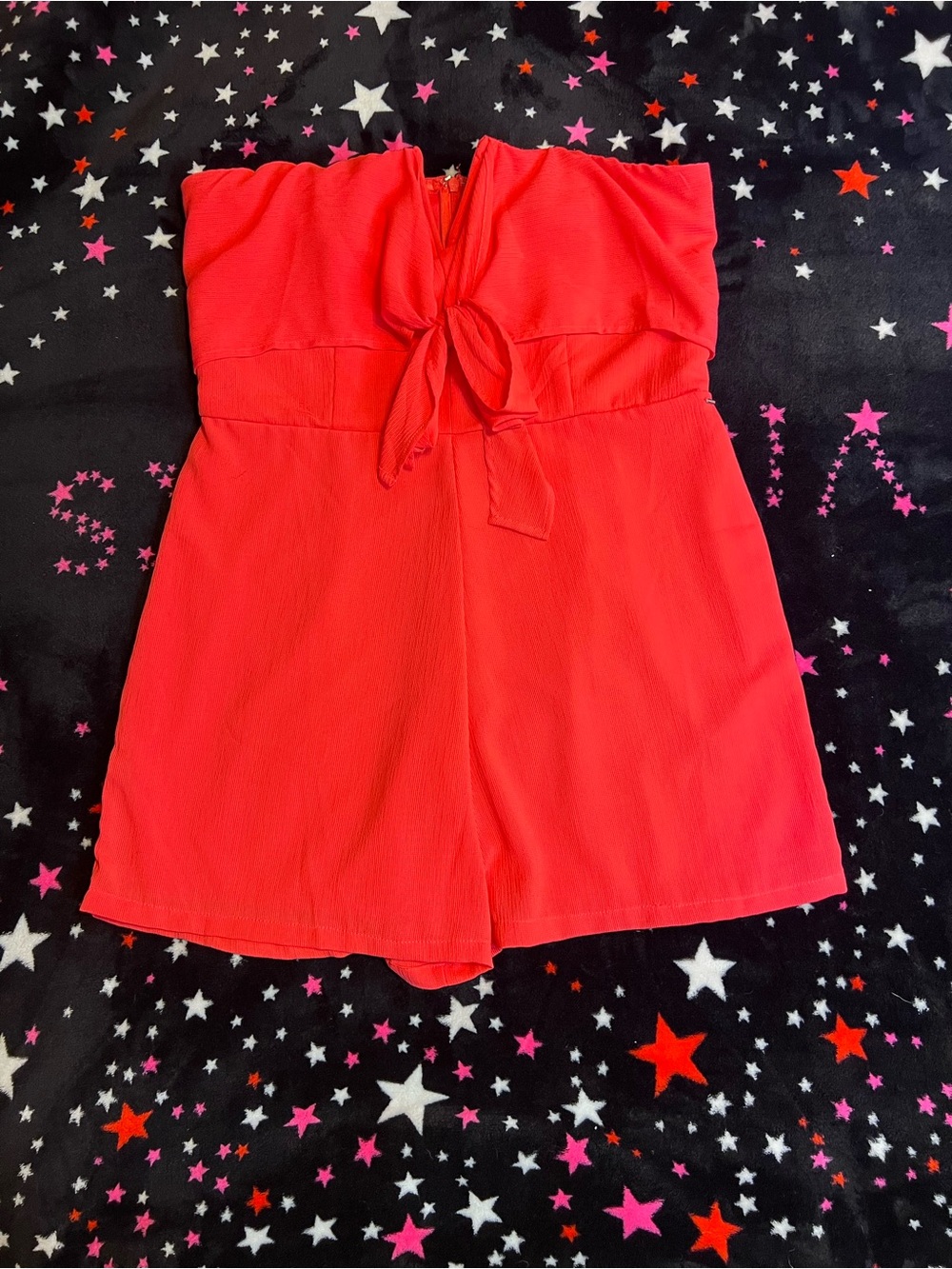 Guess Vibrant Redish Orange Strapless Jumpsuit